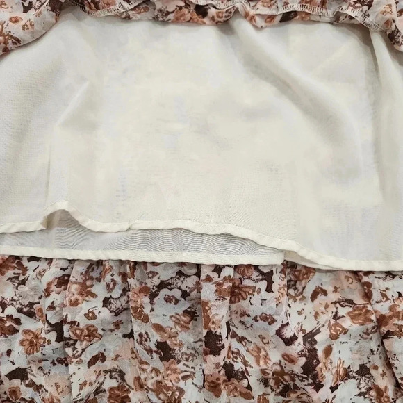 Hayden L.A. Floral Boho Smocked Waist Dress, Brown/ White, US Women's 1X - Picture 6 of 7